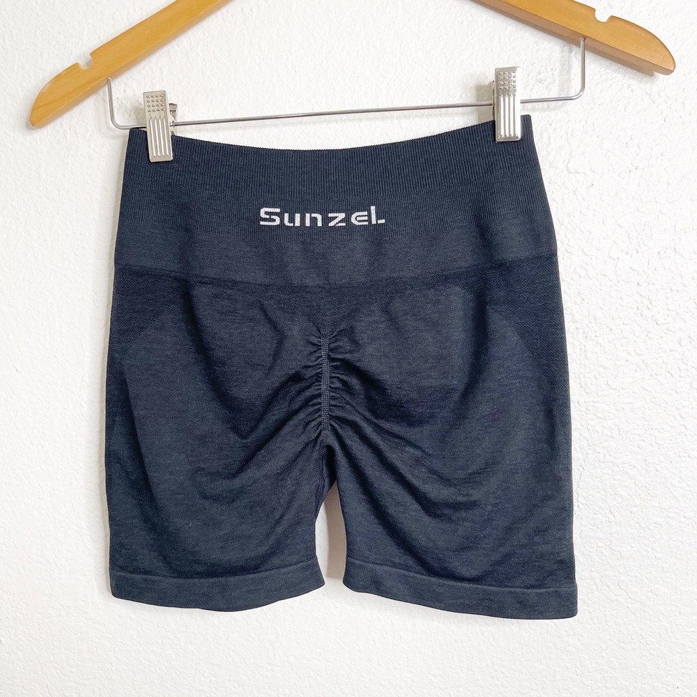 Sunzel‎ Womens High Waisted Scrunch Butt Seamless Biker Shorts Black Small